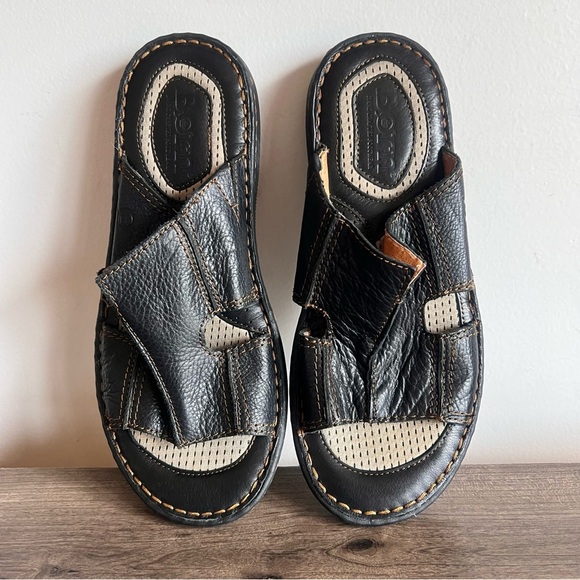 BORN Jared Open Toe Men\'s Leather Slide Sandal Size 10 #564A